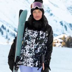 Roxy Jetty Block Snowboardjacke True Black/Black Flowers Damen -Snowboard Ausrüstung Geschäft roxy jetty block erjtj03357 kvj1 06 gross