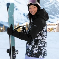 Roxy Jetty Block Snowboardjacke True Black/Black Flowers Damen -Snowboard Ausrüstung Geschäft roxy jetty block erjtj03357 kvj1 07 gross